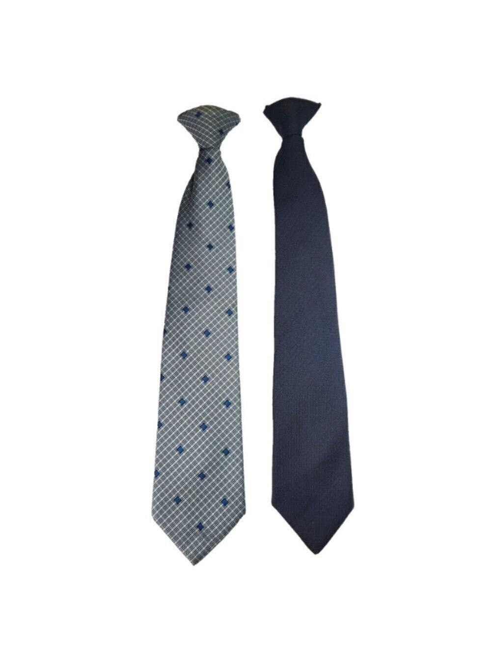 Count Christopher Clip on Tie Designers Choice Mens Lot of 2 Navy Blue & Pattern